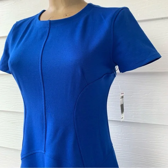 Royal Blue Fit and Flare Dress Simply Vera by Vera Wang Size XS Short Sleeve NWT - Picture 4 of 15